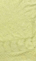 将图像加载到图库查看器中, Women's Lakhnavi Handcrafted Viscose Georgette Chikankari Unstitched Kurti Fabric - HONC0206907