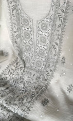 Load image into Gallery viewer, Women's Lakhnavi Handcrafted Unstitched Mul Chanderi Kurta And Dupatta Set - HONC0327483