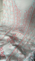 Load image into Gallery viewer, Women's Lakhnavi Handcrafted Mul Chanderi Unstitched Kurta And Dupatta Set - HONC0344582