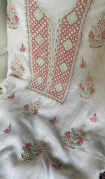 Load image into Gallery viewer, Rashi Women's Lakhnavi Handcrafted Mul Chanderi Unstitched Kurta And Dupatta Set - HONC0355685