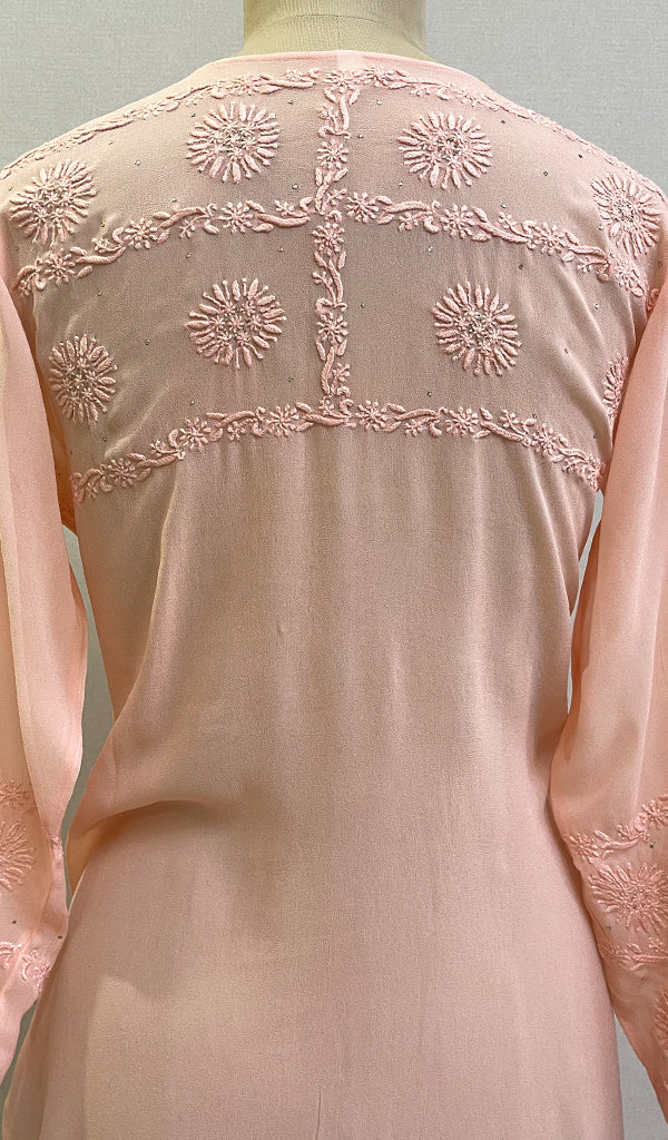 Sadaf Women's Lakhnavi Handcrafted Viscose Georgette Chikankari Kurti - HONC0174139