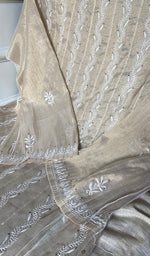 Load image into Gallery viewer, Women's Lakhnavi Handcrafted Tissue Chanderi Semi -stitched Anarkali And Dupatta Set - HONC0264005