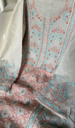 将图像加载到图库查看器中, Women's Lakhnavi Handcrafted Linen Cotton Semi -Stitched Kurta And Dupatta Set - HONC0269961