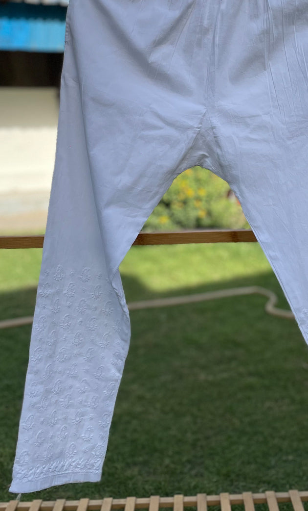 Women's Lucknowi Handcrafted  Cotton Chikankari Pant - HONC0285986