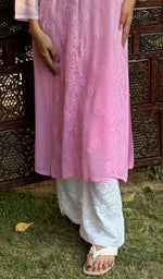 Load image into Gallery viewer, Women's Lakhnavi Handcrafted Viscose Georgette Chikankari Kurti - HONC0207804