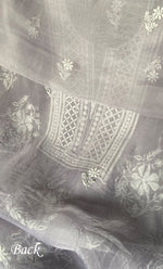 将图像加载到图库查看器中, Women's Lakhnavi Handcrafted Pure Organza Chikankari Unstitched Kurta And Dupatta Set- HONC0263948