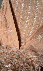 Load image into Gallery viewer, Women's Lakhnavi Handcrafted Linen Cotton Semi -Stitched Anarkali And Dupatta Set - HONC0273160