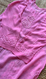 Load image into Gallery viewer, Women's Lakhnavi Handcrafted Viscose Georgette Chikankari Kurti- HONC0221228