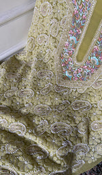 Load image into Gallery viewer, Women's Lakhnavi Handcrafted Unstitched Faux-Georgette Chikankari Suit Material - HONC0318463