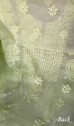 将图像加载到图库查看器中, Women's Lakhnavi Handcrafted Organza Chikankari Unstitched Full Suit Material - HONC0271206