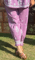 Load image into Gallery viewer, Rania Women's Lakhnavi Handcrafted Cotton Chikankari Kurta And Afghani pant Set - HONC0268706