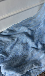 Load image into Gallery viewer, Women's Lakhnavi Handcrafted Mul Chanderi Semi - Stitched Chikankari Full Suit Material - HONC0359801