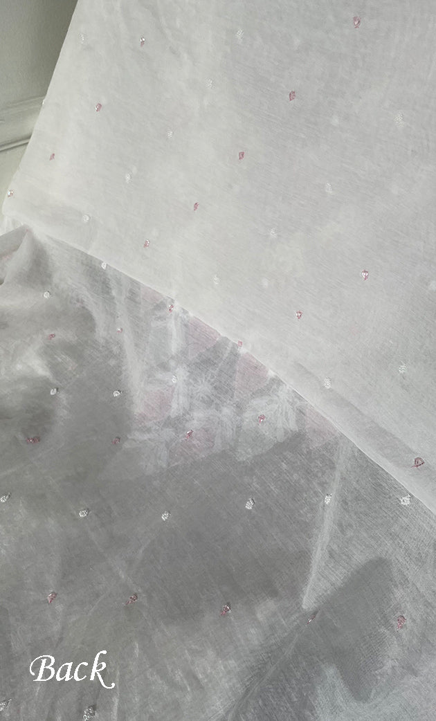 Women's Lakhnavi Handcrafted Mul Chanderi Unstitched Kurta And Dupatta Set - HONC0319457