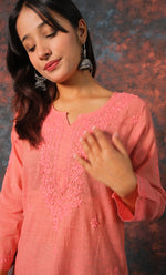 Load image into Gallery viewer, Women's Lakhnavi Handcrafted Cotton Chikankari Top - HONC0331499