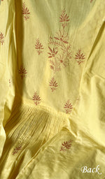 Load image into Gallery viewer, Lakhnavi Handcrafted Cotton Chikankari Semi Stitched Kurta And Dupatta Set- HONC0138429