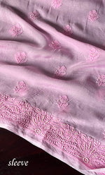 Load image into Gallery viewer, Women's Lakhnavi Handcrafted Organza Chikankari Unstitched Kurti Fabric - HONC0307143