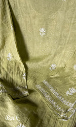 Load image into Gallery viewer, Women's Lakhnavi Handcrafted Tissue Chanderi Unstitched Kurta And Dupatta Set- HONC0270642