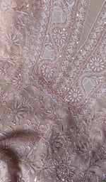 Load image into Gallery viewer, Women's Lakhnavi Handcrafted Pure Silk Georgette Chikankari Suit Material - HONC0187291