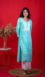 Load image into Gallery viewer, Rupam Women's Lucknowi Handcrafted Modal Cotton Chikankari Kurti - HONC0211887