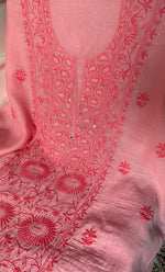 Load image into Gallery viewer, Women's Lakhnavi Handcrafted Mul Chanderi Unstitched Chikankari Full Suit Material - HONC0324503