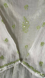 Load image into Gallery viewer, Saziya Women's Lakhnavi Handcrafted Mul Chanderi Semi - Stitched Kurta And Dupatta Set - HONC0277076