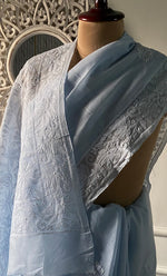 Load image into Gallery viewer, Women's Lakhnavi Handcrafted Cotton Chikankari Saree - HONC0317299