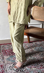 Load image into Gallery viewer, Imara Women's Lakhnavi Handcrafted Chanderi Silk Chikankari Top And Pant Set - HONC0340438