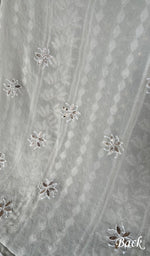 将图像加载到图库查看器中, Saima Women's Lakhnavi Handcrafted Pure Silk Georgette Chikankari  Kurti Fabric - HONC0229269