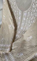 Load image into Gallery viewer, Hana Women's Lakhnavi Handcrafted Mul Chanderi Semi - Stitched Kurta And Dupatta Set - HONC0295395