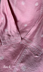 将图像加载到图库查看器中, Women's Lakhnavi Handcrafted Munga Silk Semi - Stitched Chikankari Kurta And Dupatta Set- HONC0265424