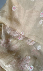 Load image into Gallery viewer, Rose Women's Lakhnavi Handcrafted Pure Organza Chikankari Unstitched Kurta And Dupatta Set- HONC0310180