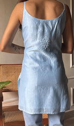 Load image into Gallery viewer, Women's Lakhnavi Handcrafted Chanderi Silk Chikankari Top - HONC0290683