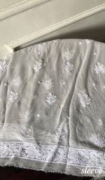 将图像加载到图库查看器中, Women's Lakhnavi Handcrafted Viscose Georgette Chikankari Kurti Fabric - HONC0343103