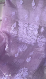 将图像加载到图库查看器中, Women's Lakhnavi Handcrafted Organza Chikankari Unstitched Full Suit Material - HONC0271209