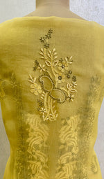 Load image into Gallery viewer, Women's Lakhnavi Handcrafted Pure Organza Chikankari Unstitched Kurta And Dupatta Set - HONC0138700