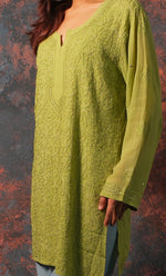 Load image into Gallery viewer, Women's Lucknowi Handcrafted Viscose Georgette Chikankari Top - HONC0327524