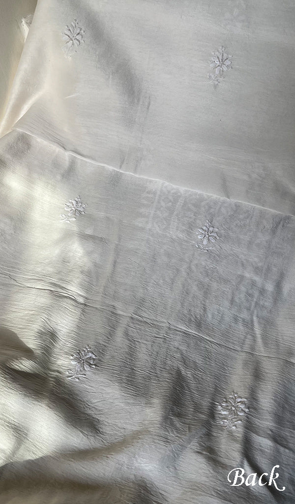 Irum Women's Lakhnavi Handcrafted Mul Chanderi Unstitched Kurta And Dupatta Set - HONC0278137