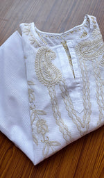 将图像加载到图库查看器中, Women's Lakhnavi Handcrafted Kota Cotton Chikankari Kurti - NC4555