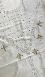 将图像加载到图库查看器中, Women's Lakhnavi Handcrafted Chanderi Silk Chikankari Unstitched Kurti Fabric - HONC0155602