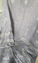 Load image into Gallery viewer, Women's Lakhnavi Handcrafted Mul Chanderi Semi - stitched Kurta And Dupatta Set- HONC0305163