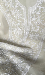 将图像加载到图库查看器中, Women's Lakhnavi Handcrafted Pure Organza Chikankari Unstitched Kurta And Dupatta Set- HONC0328886