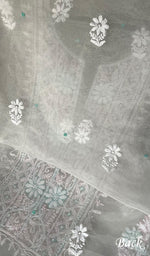 Load image into Gallery viewer, Women's Lakhnavi Handcrafted Organza Chikankari Unstitched Kurta And Dupatta Set- HONC0249872