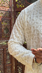 Load image into Gallery viewer, Men's Faux-Georgette Hakoba Kurta - HONC0266683