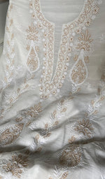 将图像加载到图库查看器中, Jazba Women's Lakhnavi Handcrafted Mul Chanderi UnStitched Kurta And Dupatta Set - HONC0365660