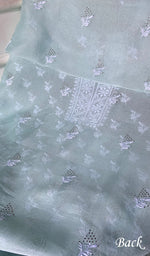 Load image into Gallery viewer, Women's Lakhnavi Handcrafted Pure Organza Chikankari Unstitched Kurta And Dupatta Set- HONC0966611