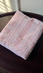 Load image into Gallery viewer, Lucknowi Handcrafted Pure Silk Georgette Chikankari Unstitched Men's Kurta Fabric - HONC0260879