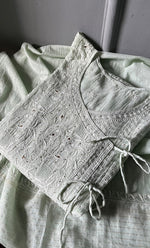 Load image into Gallery viewer, Women's Lakhnavi Handcrafted Mul Chanderi Semi - Stitched Angrakha And Dupatta Set - HONC02847110