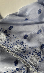 Load image into Gallery viewer, Women's Lakhnavi Handcrafted Pure Organza Chikankari Unstitched Kurta And Dupatta Set- HONC0320493