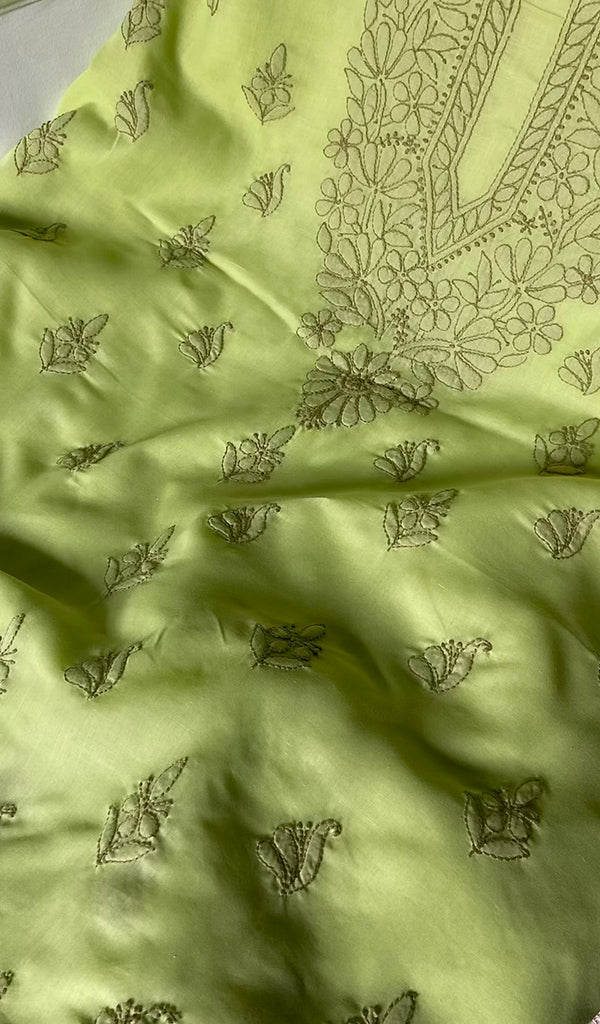 Women's Lakhnavi Handcrafted Unstitched Cotton Chikankari Suit Material - HONC0316587