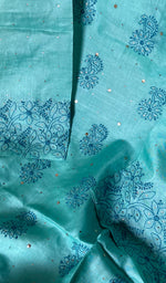 将图像加载到图库查看器中, Lakhnavi 手工制作的 Munga 丝绸 Chikankari Kurta 和 Dupatta 套装 - HONC0107590